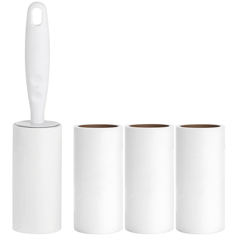 MINGRACE Lint Roller for Pet Hair Extra Sticky Lint Removal Roller with 3 Refills, Reusable Handle with 4 Sticky Rolls Total 240 Sheets (White Stick) - Image 1